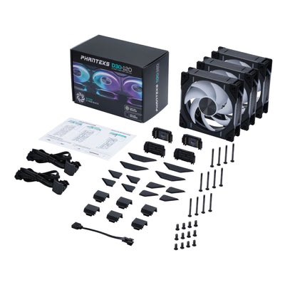 Phanteks D30-120 D-RGB Fan - Set di 3 Ventilatori 120mm Nero con PWM e Flusso d'Aria Ottimale