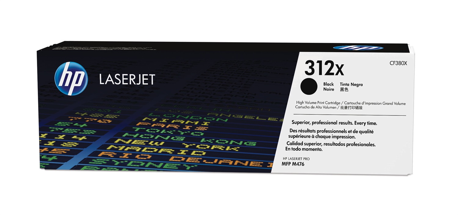 HP Toner Originale CF380X Nero 312X - Alta Capacità, Fino a 4400 Pagine, Compatibile con LaserJet Pro M476DN/DW/NW
