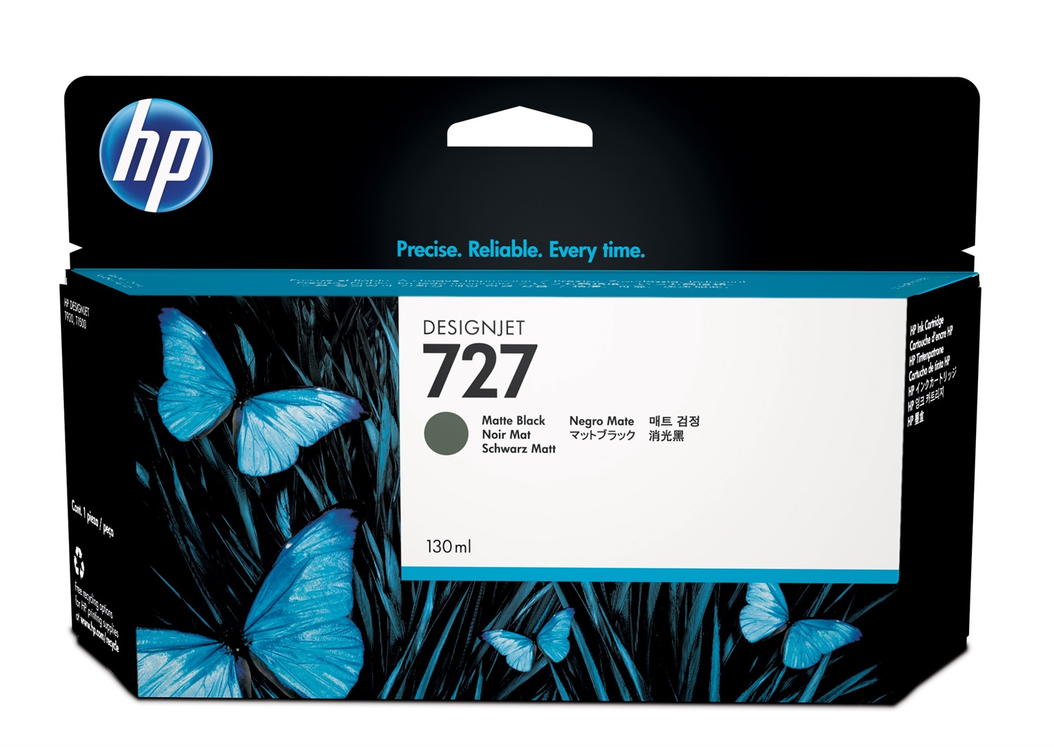HP Cartuccia d'inchiostro Nero Opaco B3P22A 727 - 130 ml, Inchiostro a base di pigmento, Compatibile con DesignJet T1500, T2500, T920, T930