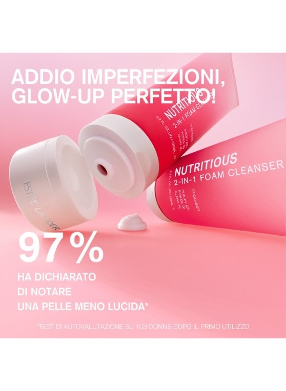 Estée Lauder Nutritious 2-in-1 Foam Cleanser - Detergente Schiumogeno Viso 125 ml per Pelle Normale e Sensibile