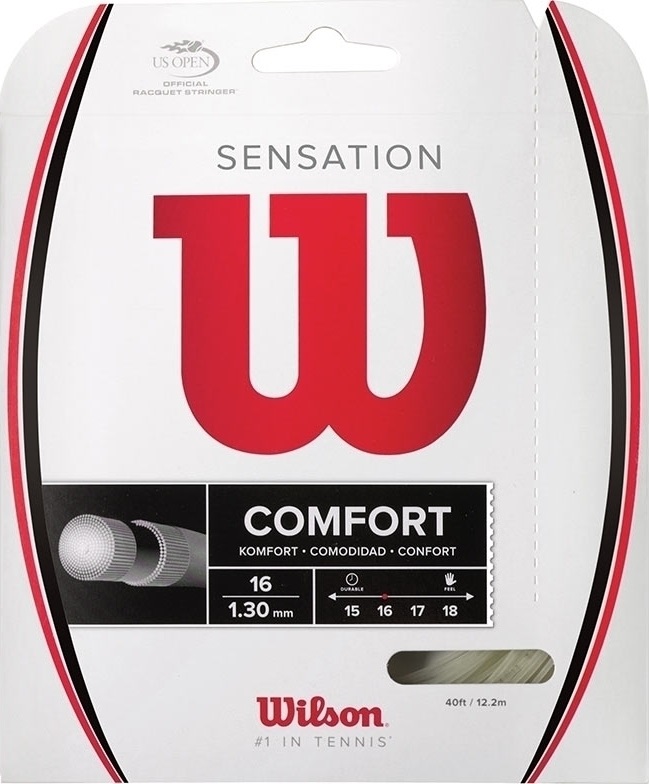 Wilson Corda da Tennis Sensation 1.30 mm Nylon Bianco - 12.2 m, Comfort e Controllo