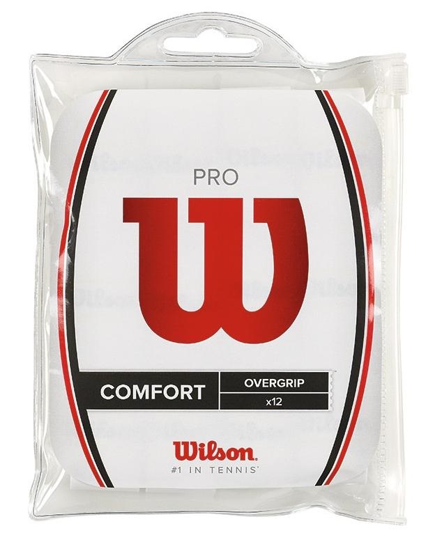 Wilson Pro Overgrip Comfort - Impugnatura per Racchetta da Tennis Unisex-Adulto, Bianco, 12 Pezzi