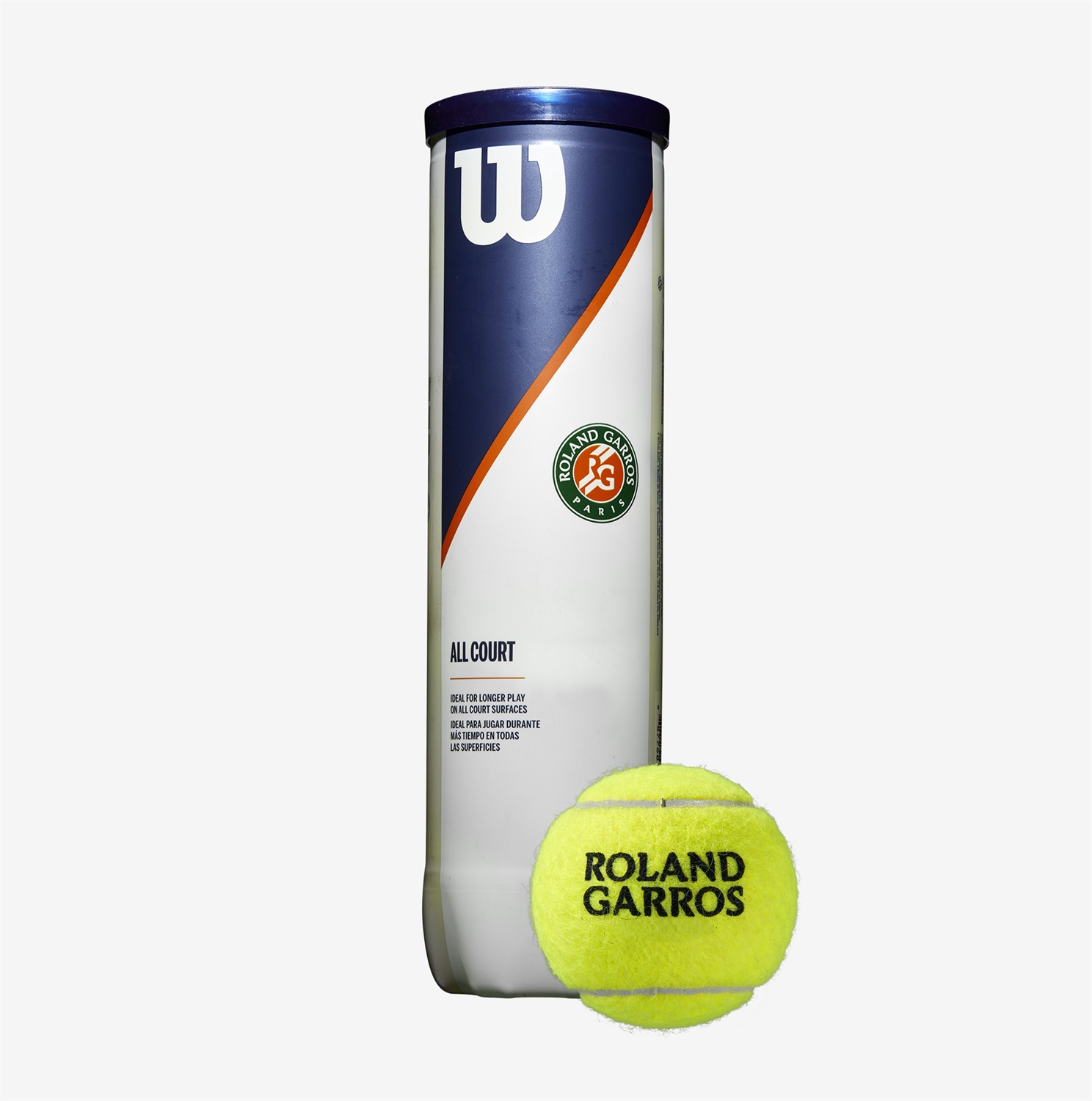 Wilson Roland Garros All Court - Palline da Tennis Ufficiali, Tubo da 4, Adatte a Tutte le Superfici, Feltro Giallo Brillante