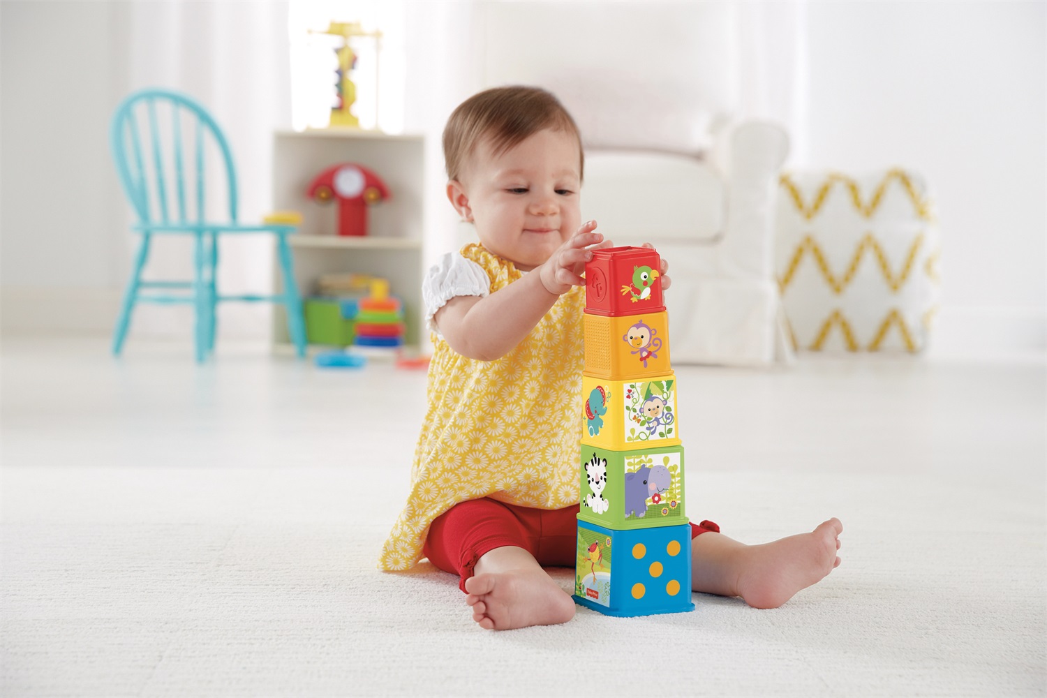 Fisher-Price CDC52 Blocchi degli Animali - Set di 5 Blocchi Colorati in Plastica per Bambini da 0,5 Anni