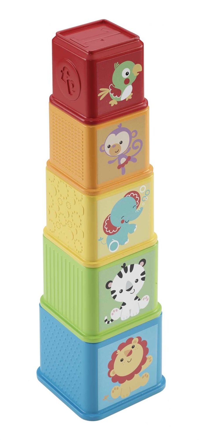 Fisher-Price CDC52 Blocchi degli Animali - Set di 5 Blocchi Colorati in Plastica per Bambini da 0,5 Anni