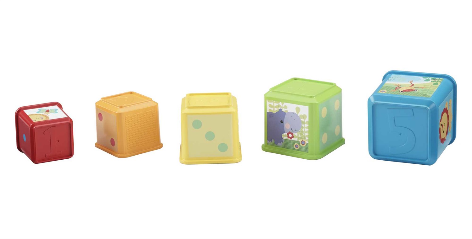 Fisher-Price CDC52 Blocchi degli Animali - Set di 5 Blocchi Colorati in Plastica per Bambini da 0,5 Anni