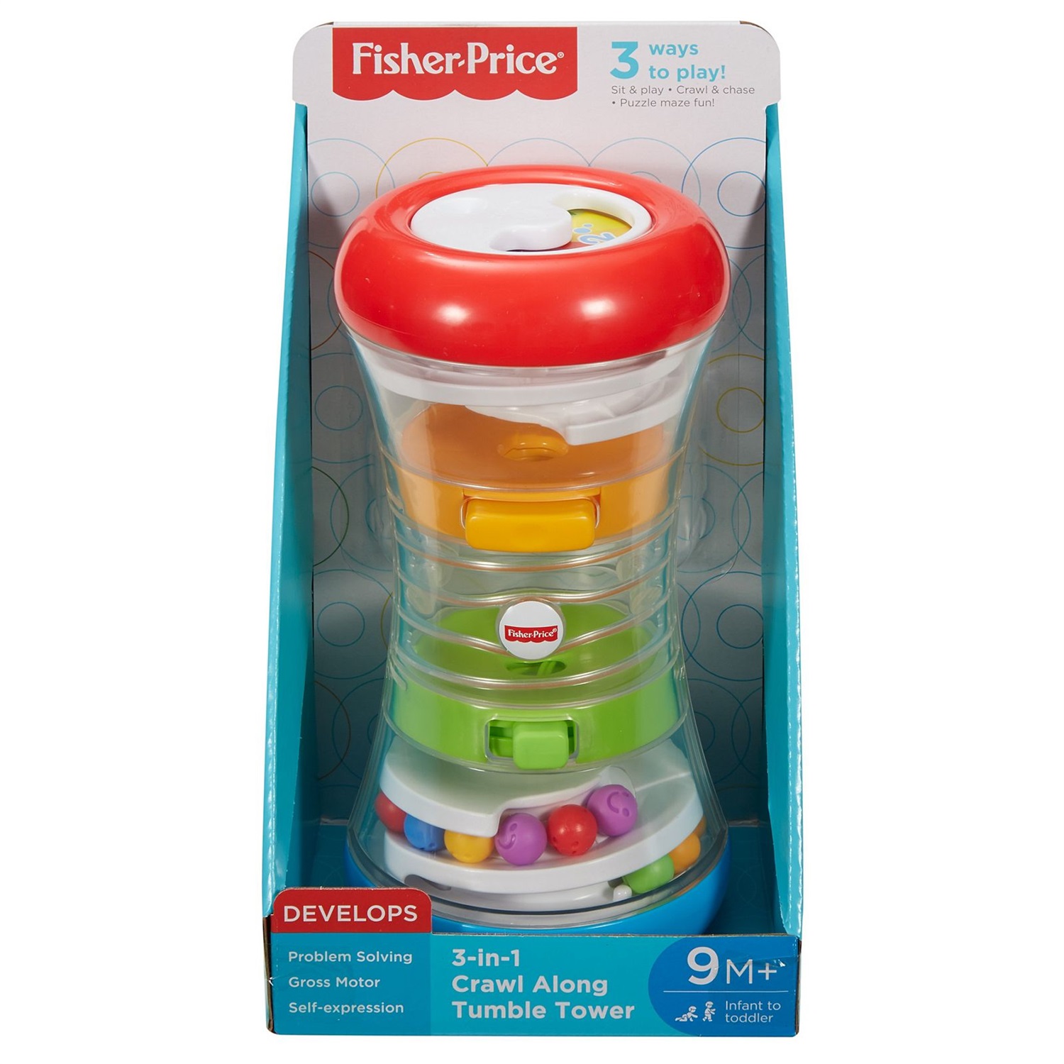 Fisher-Price Torre Rotola e Gattona 3 in 1 - Gioco da seduti, Pallina che gira, Attività di gattonamento