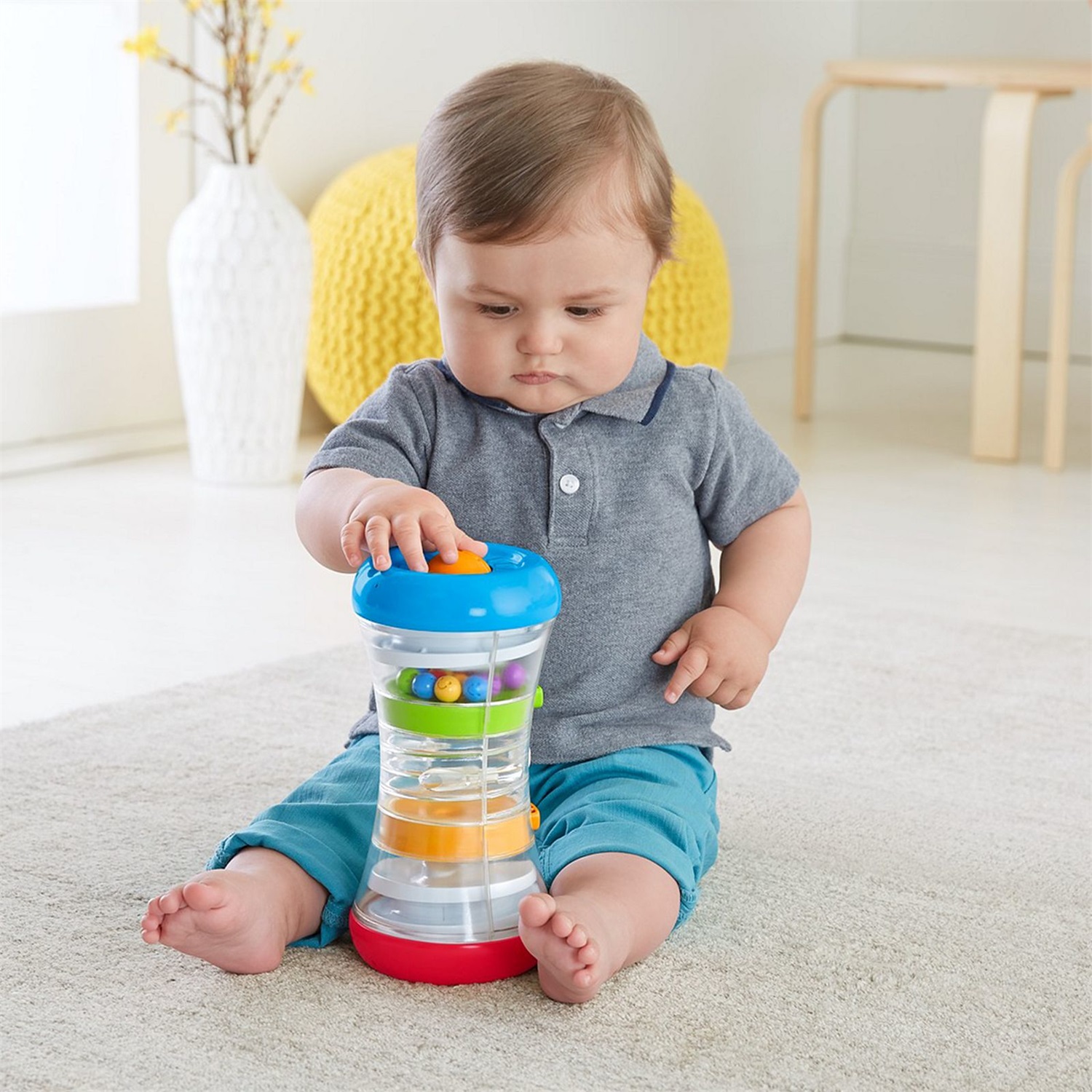 Fisher-Price Torre Rotola e Gattona 3 in 1 - Gioco da seduti, Pallina che gira, Attività di gattonamento