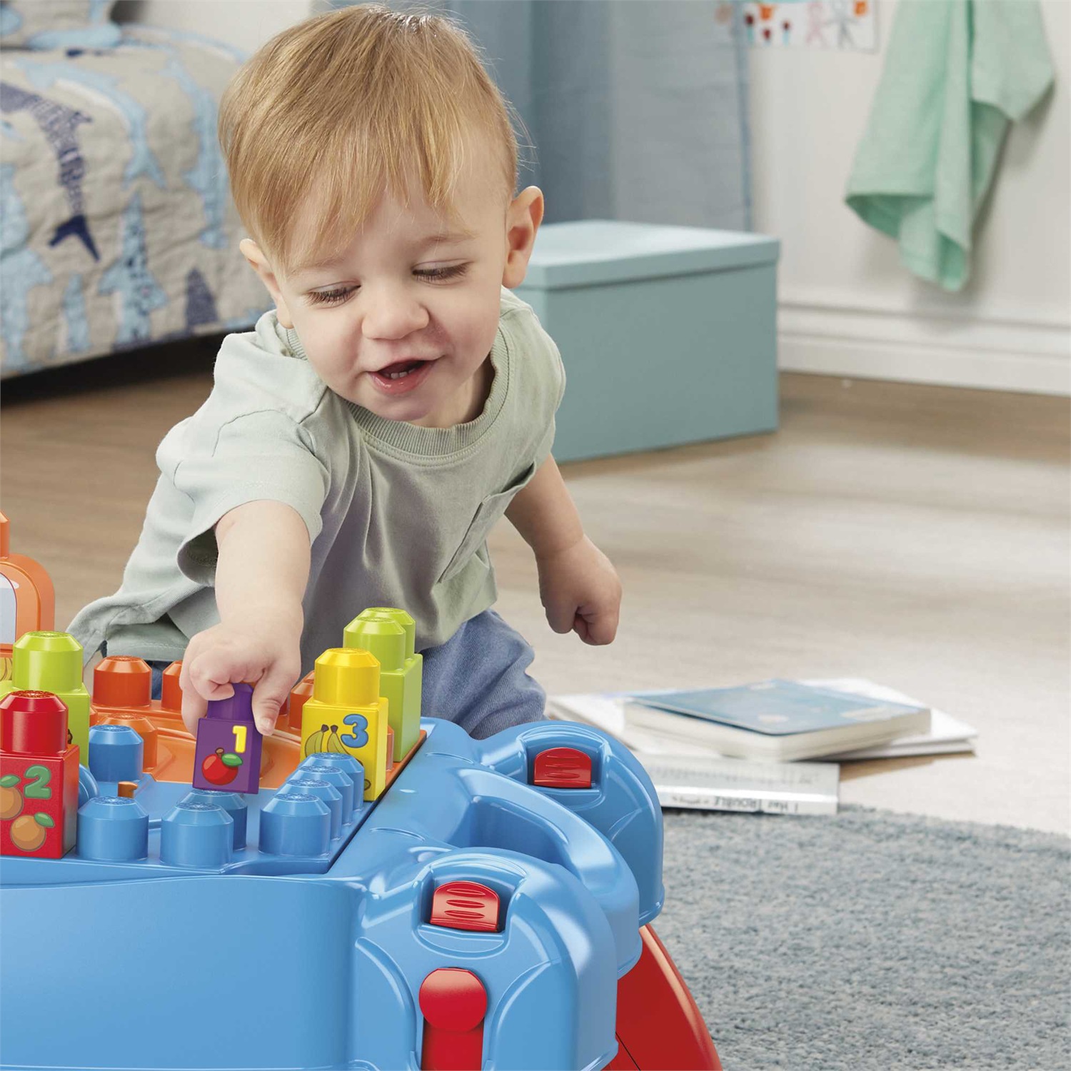 FISHER PRICE MEGA Bloks Tavolino Multiattività 30 Pezzi Blu e Rosso - Giocattolo per Bambini 1 Anni