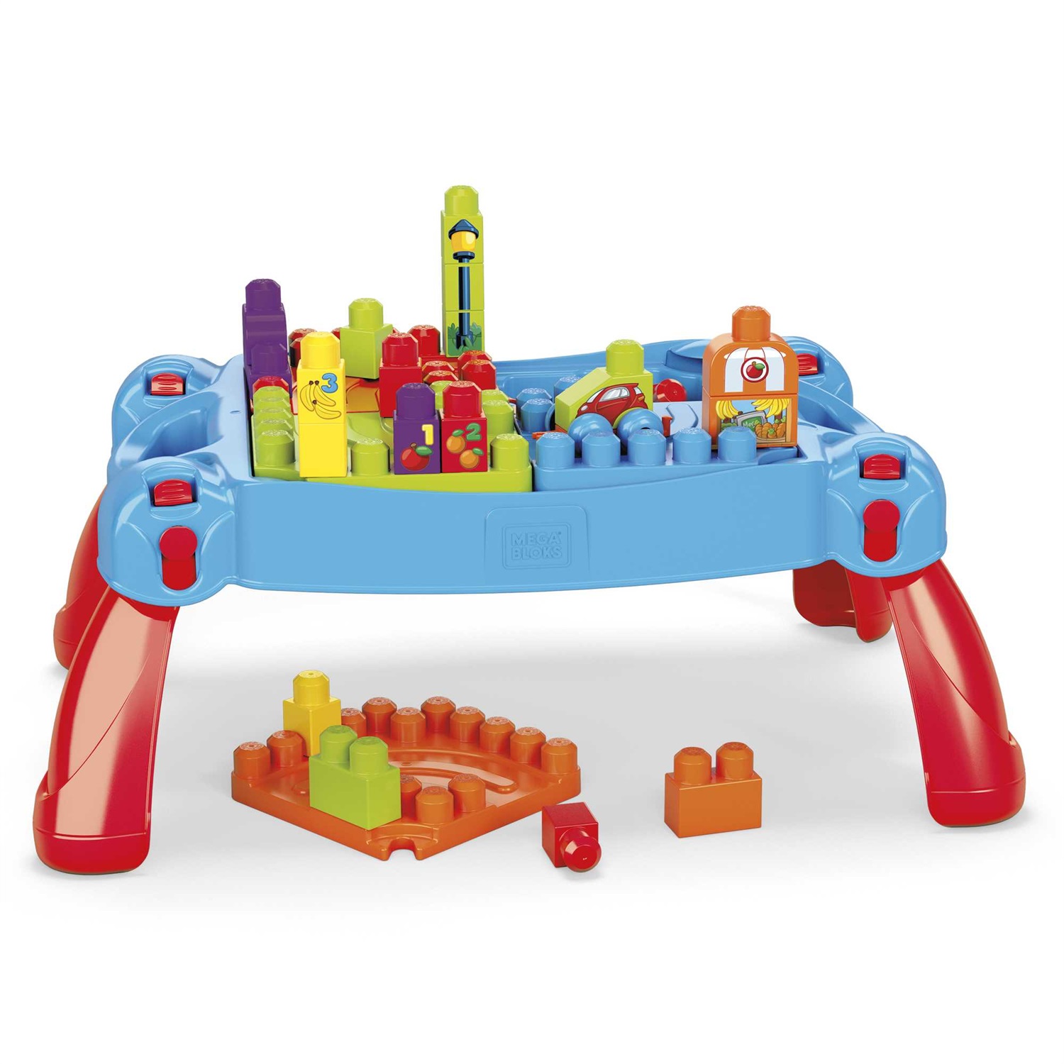 FISHER PRICE MEGA Bloks Tavolino Multiattività 30 Pezzi Blu e Rosso - Giocattolo per Bambini 1 Anni