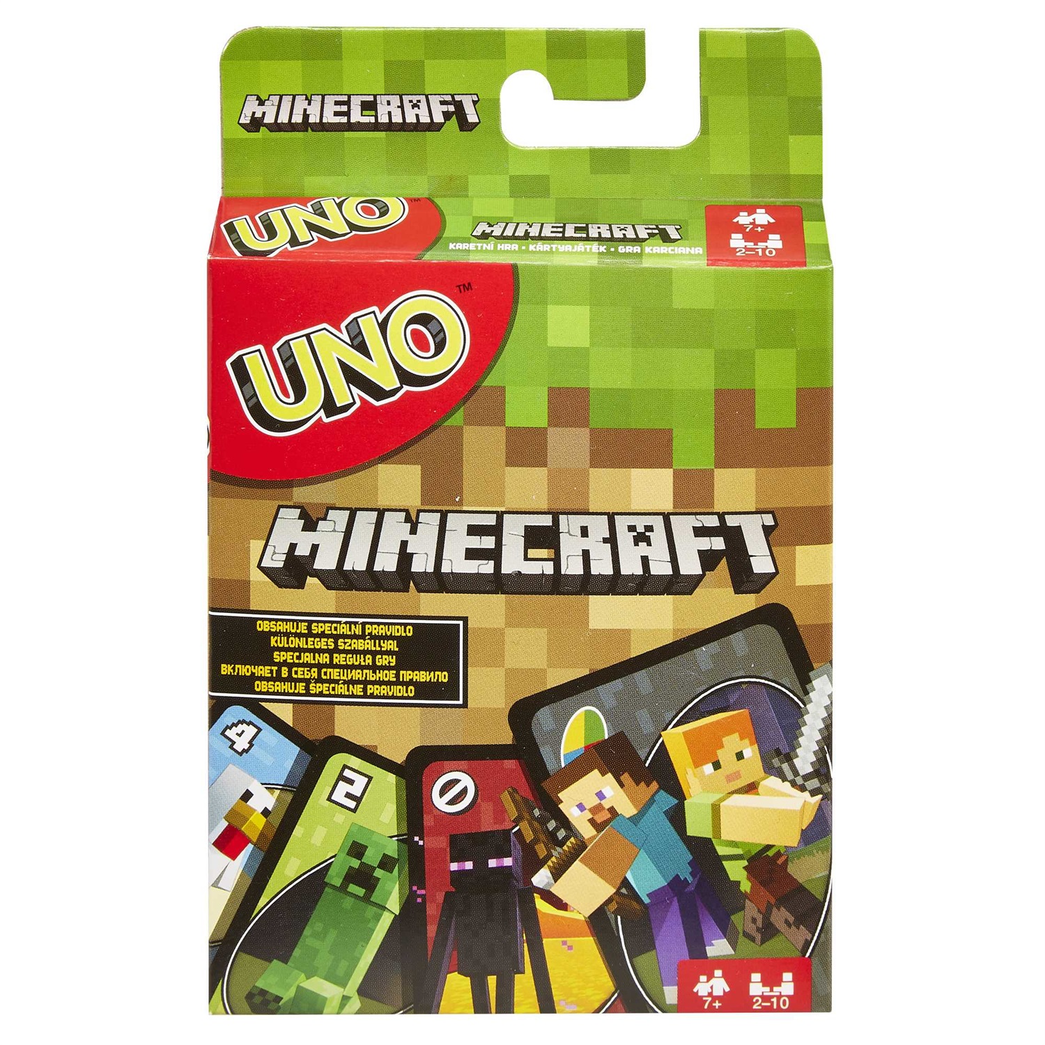 Mattel Games - UNO Versione Minecraft, Gioco di Carte per Famiglie e Bambini 7 Anni, FPD61