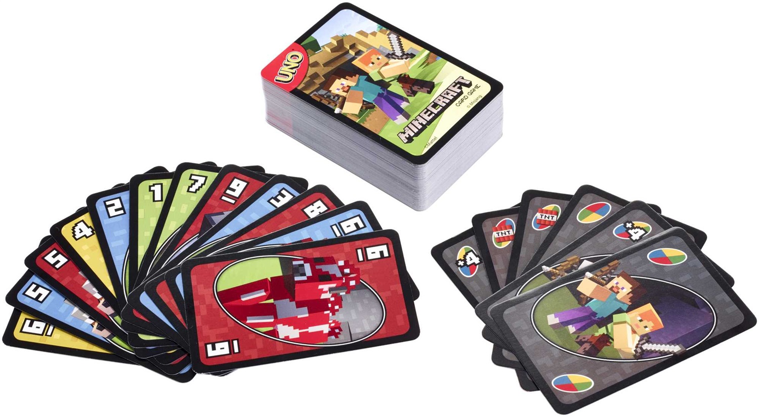 Mattel Games - UNO Versione Minecraft, Gioco di Carte per Famiglie e Bambini 7 Anni, FPD61