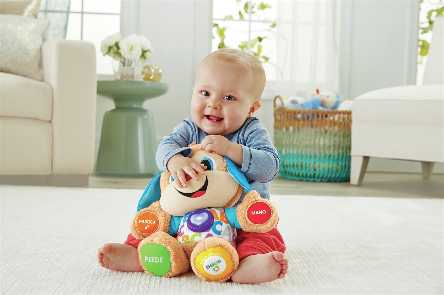 Fisher Price Cagnolino Smart Stages Ridi & Impara - Peluche Educativo con 75 Canzoni e 5 Punti Interattivi per Bambini da 6 a 36 Mesi