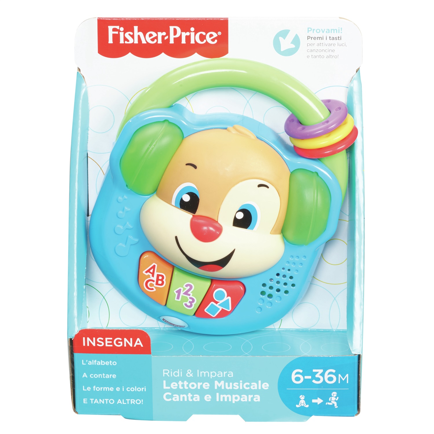 Fisher-Price Lettore Musicale Canta e Impara - Giocattolo Elettronico per Bambini 6-36 Mesi, Introduzione a Alfabeto, Numeri, Forme e Colori