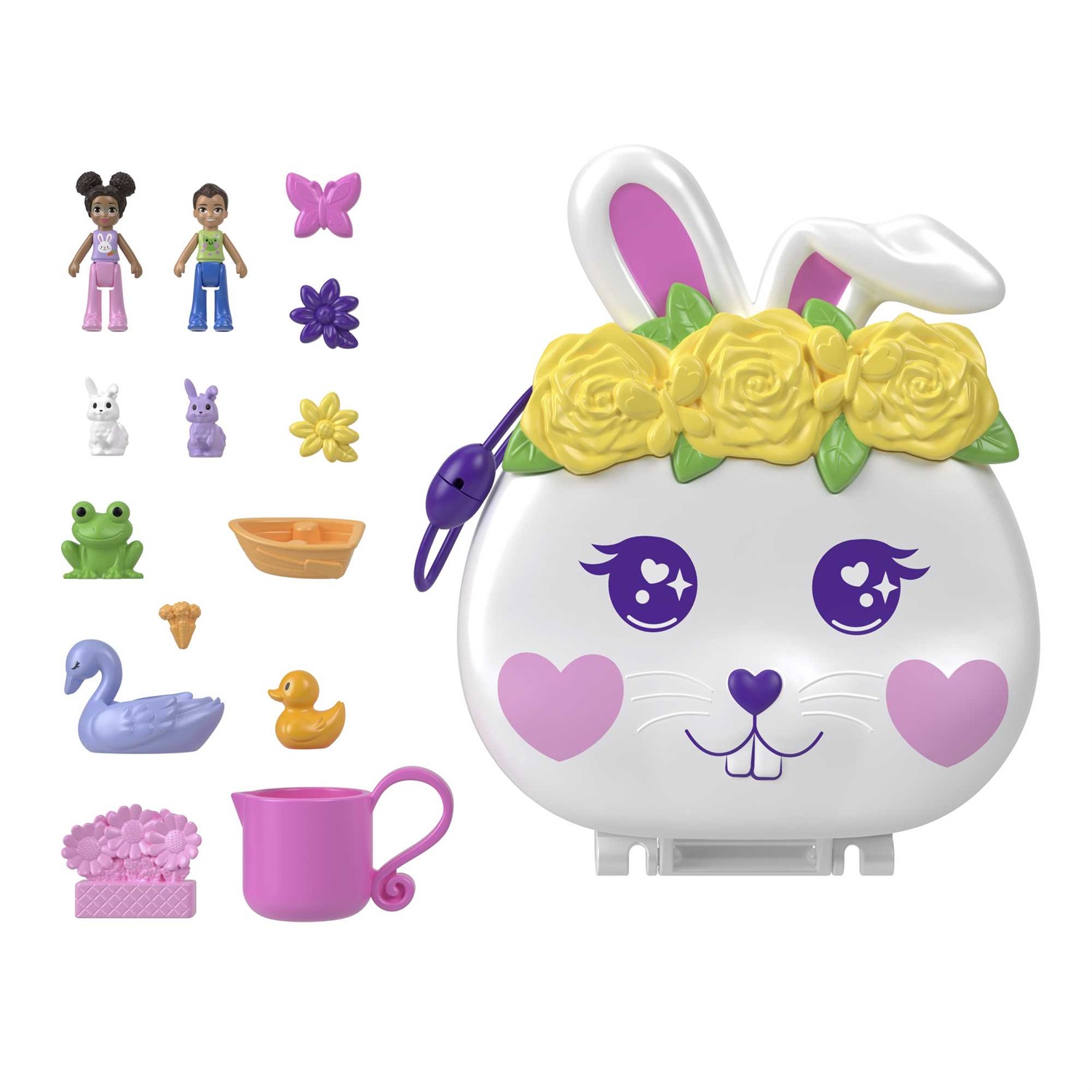 Mattel Polly Pocket FRY35 Playset Tascabile con 2 Micro Dolls, 5 Sorprese Nascoste e Accessori a Tema