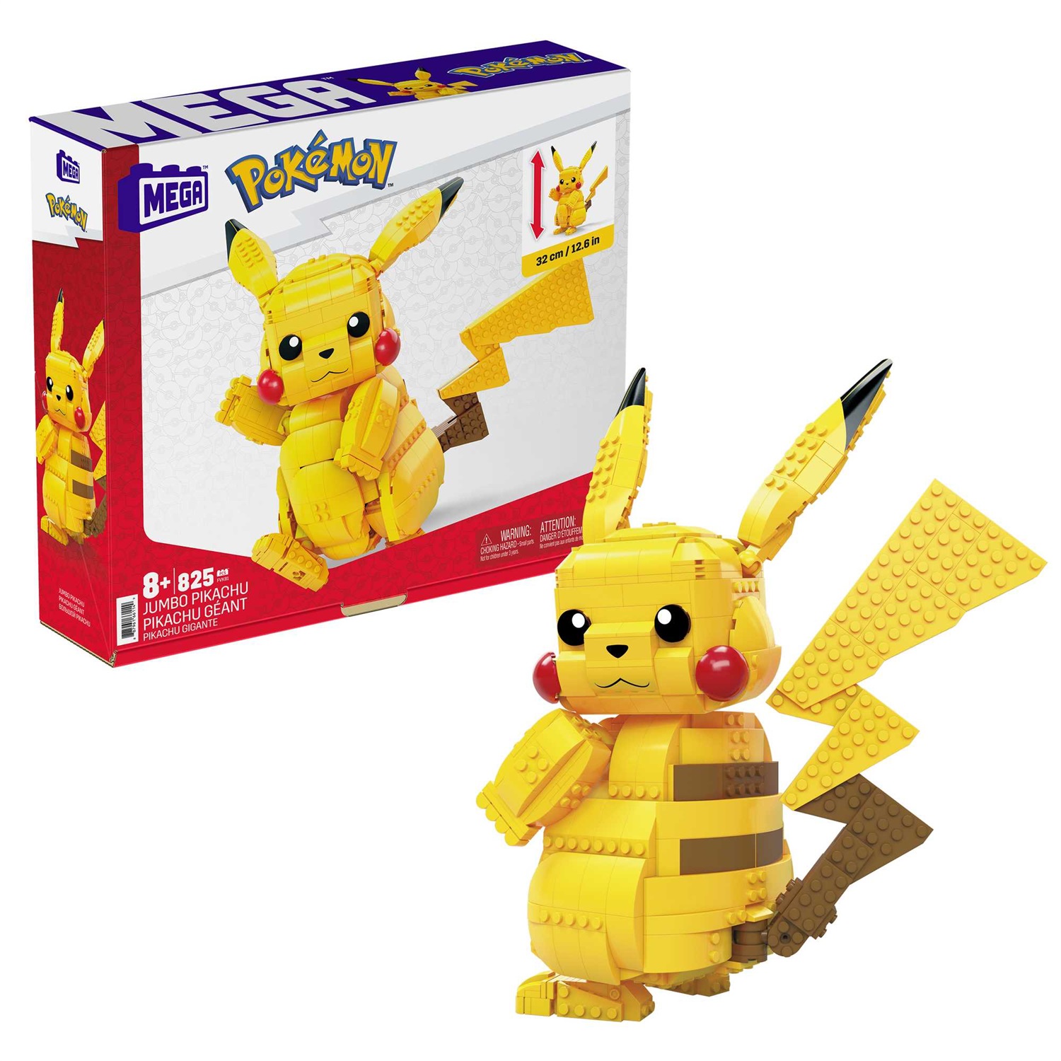 Mattel MEGA Pokémon Pikachu Gigante da 30,5 cm - Figura di costruzione con oltre 600 pezzi, adatta per bambini da 8 anni