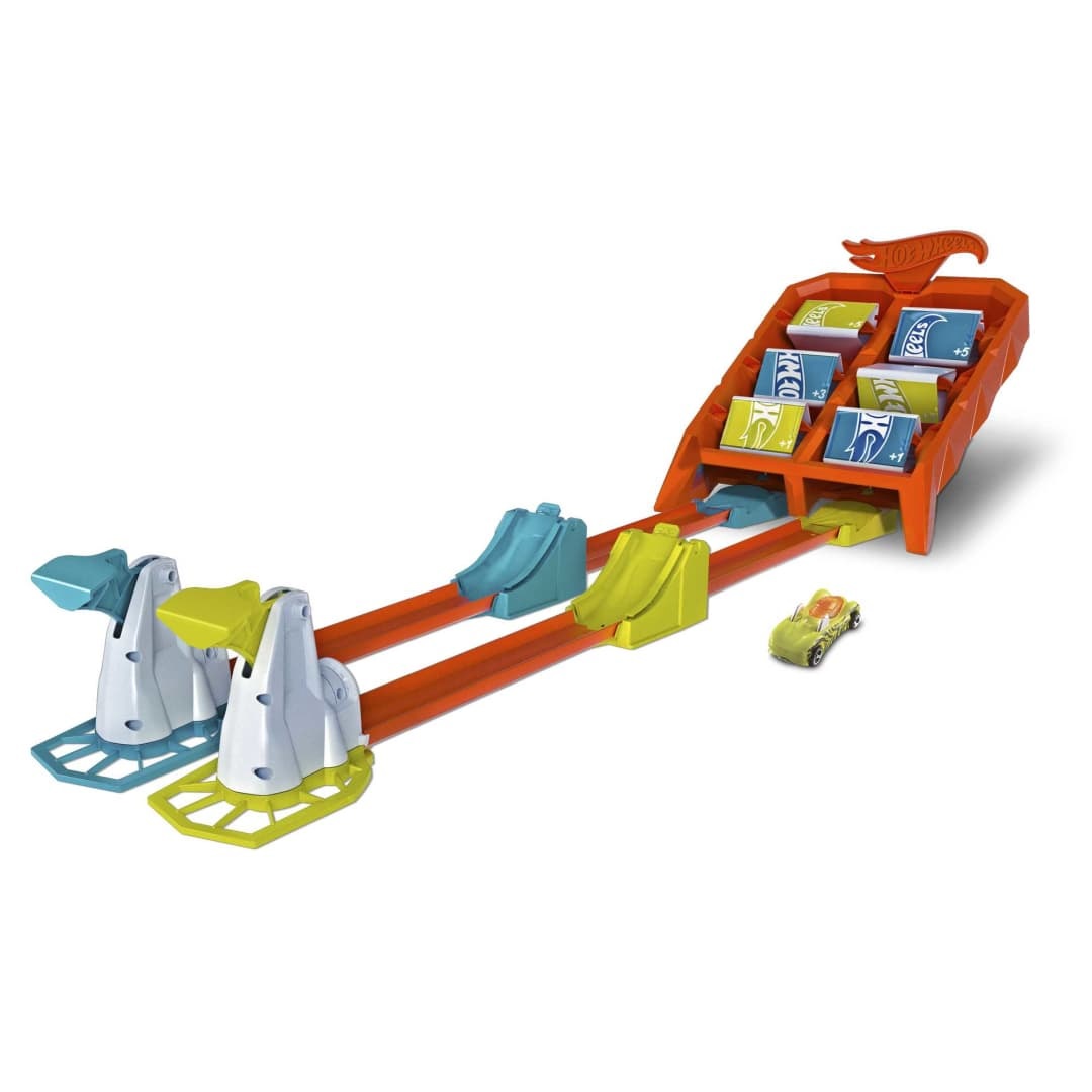Hot Wheels Pista Lanciatore Infernale - Playset per Macchinine con Veicolo Incluso, 2 Piste, 2 Punti di Lancio e 2 Rampe, Gioco per Bambini di 4 Anni
