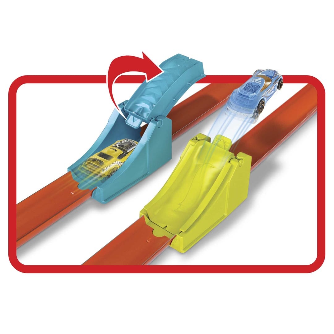 Hot Wheels Pista Lanciatore Infernale - Playset per Macchinine con Veicolo Incluso, 2 Piste, 2 Punti di Lancio e 2 Rampe, Gioco per Bambini di 4 Anni