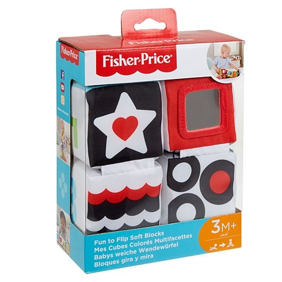 Fisher-Price Soffici Cubi Gira & Impara - Set di cubi in tessuto per l'apprendimento di forme, numeri e animali