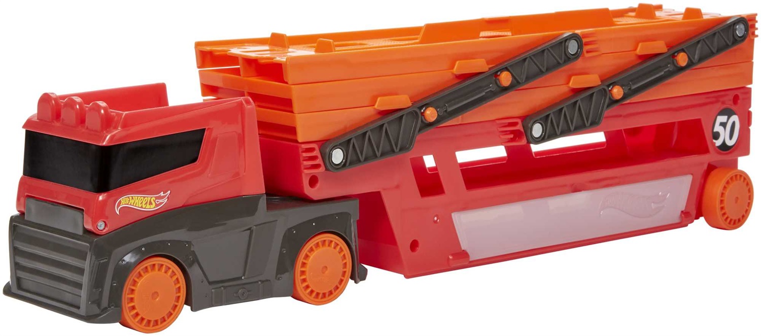 Hot Wheels Mega Trasportatore GHR48 - Porta Fino a 50 Macchinine, Gioco per Bambini di 3 Anni, con Livelli Espandibili