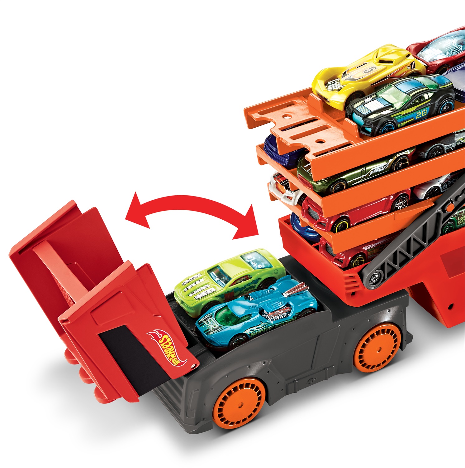 Hot Wheels Mega Trasportatore GHR48 - Porta Fino a 50 Macchinine, Gioco per Bambini di 3 Anni, con Livelli Espandibili