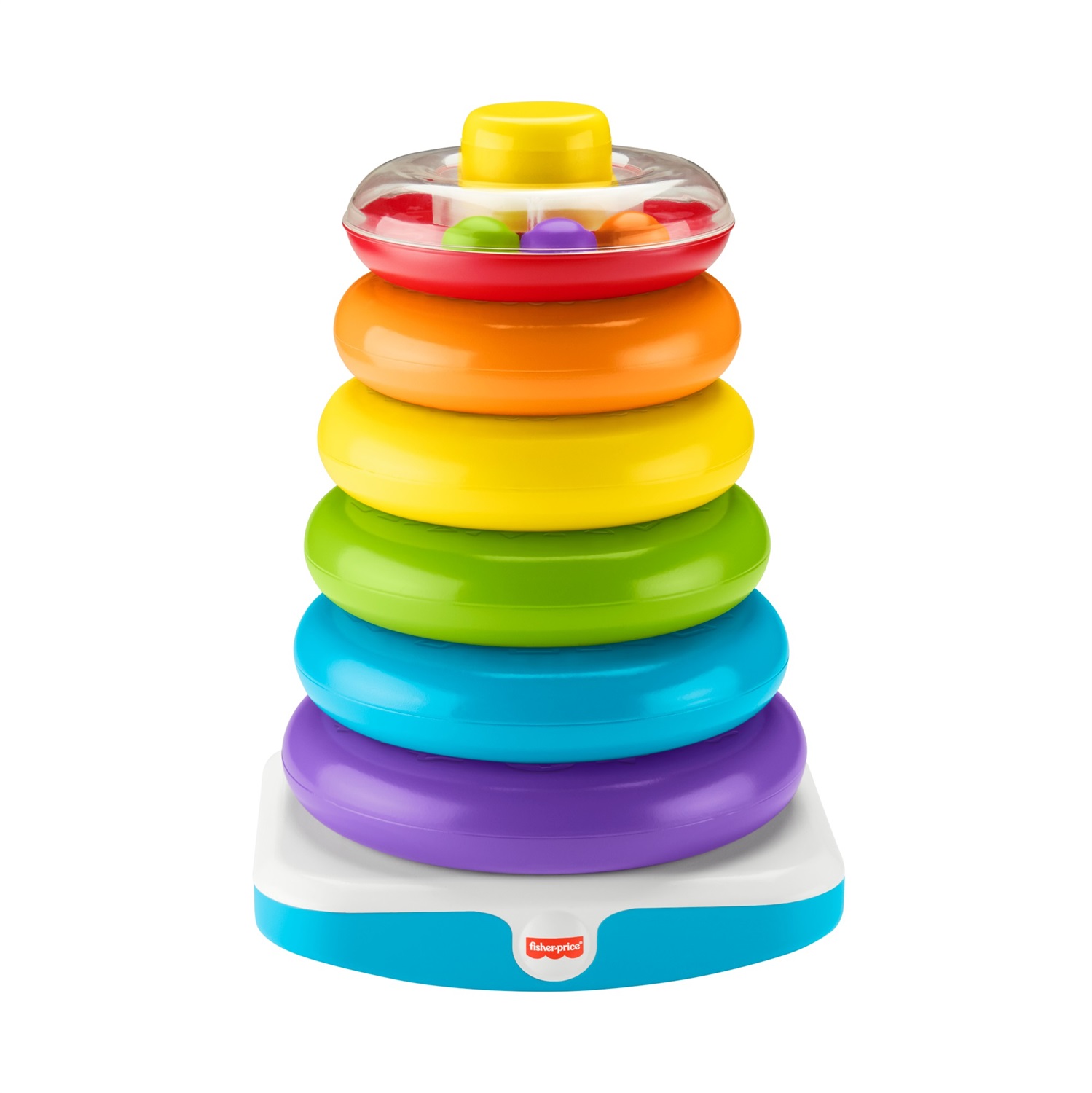Fisher-Price Piramide Gigante 5 Anelli - Giocattolo Impilabile per Bambini 12 Mesi, Altezza 36 cm, Anelli Colorati e Base Oscillante