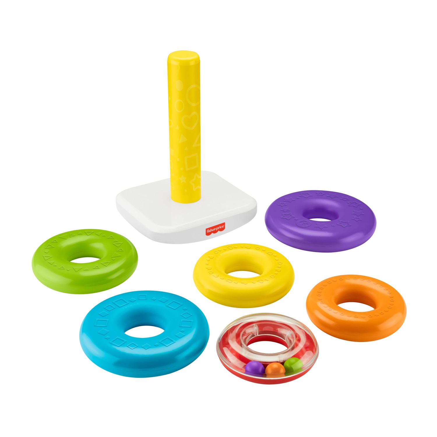 Fisher-Price Piramide Gigante 5 Anelli - Giocattolo Impilabile per Bambini 12 Mesi, Altezza 36 cm, Anelli Colorati e Base Oscillante