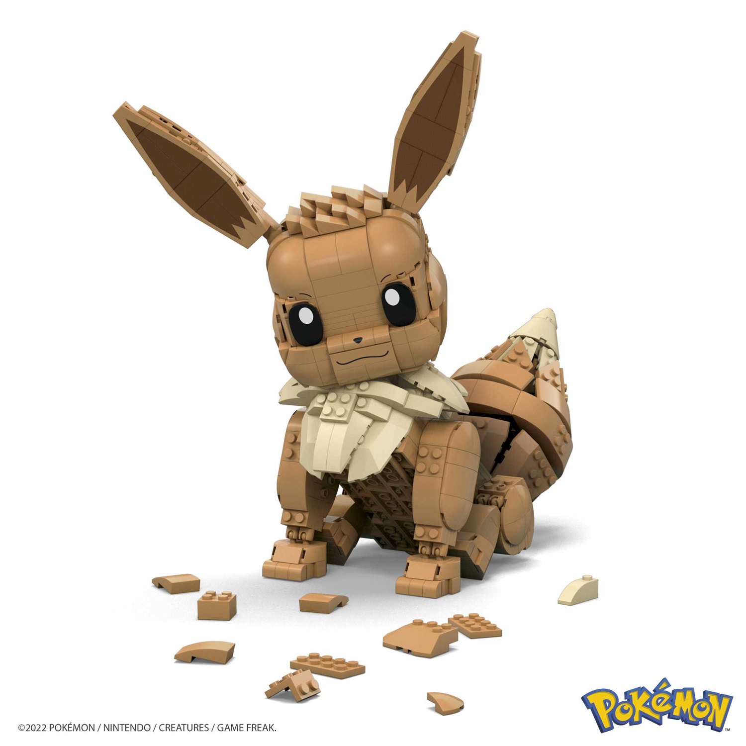 MEGA Pokémon - Eevee Gigante, set di costruzione da 824 pezzi, personaggio alto 28 cm con coda e orecchie articolate, giocattolo per bambini dai 10 anni in su, GMD34