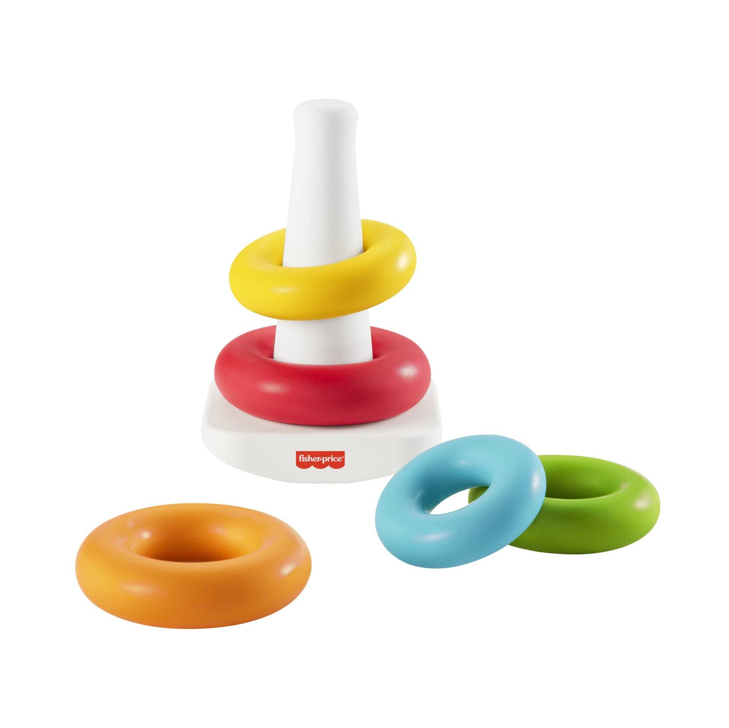 Fisher-Price Piramide 5 Anelli Eco - Giocattolo Impilabile in Materiali Vegetali con Base Oscillante e 5 Anelli Colorati per Bambini 6 Mesi