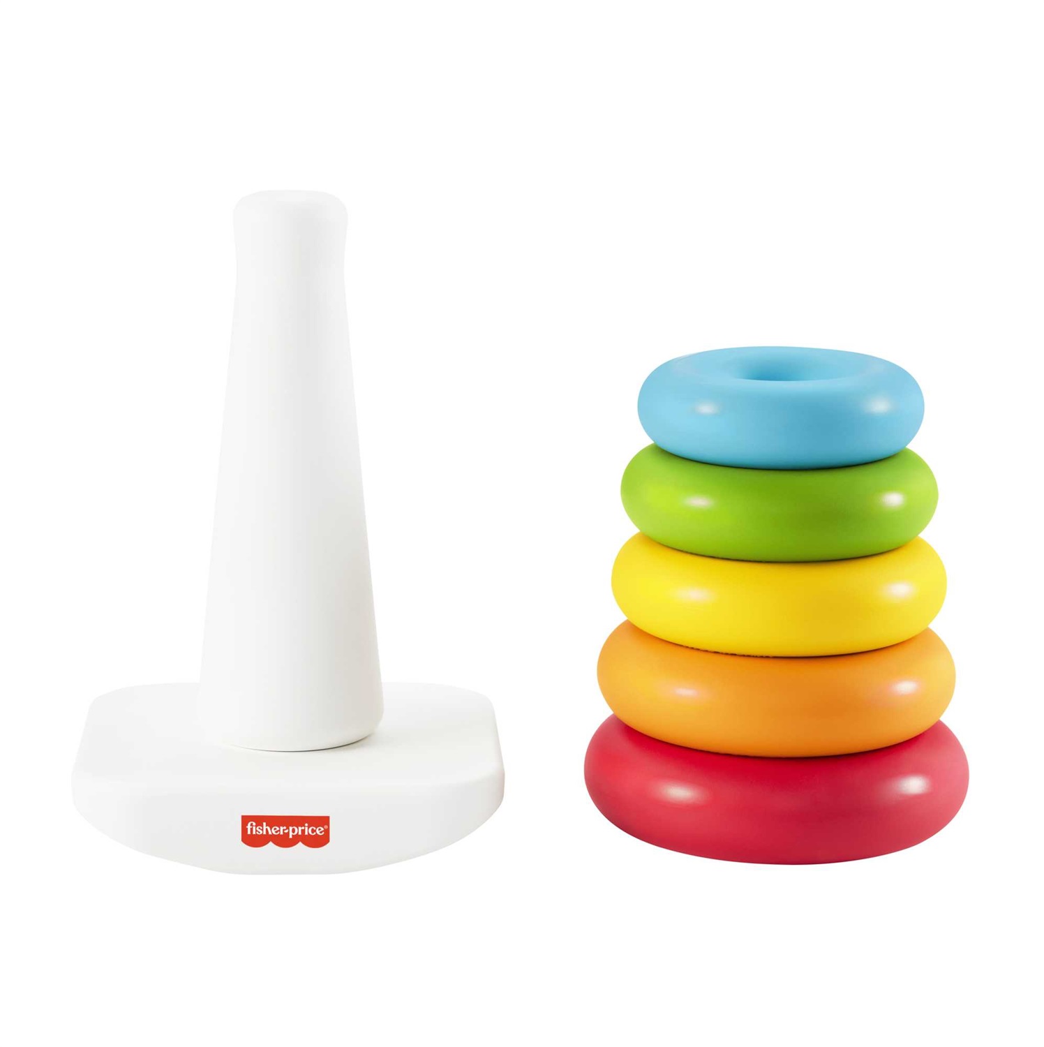 Fisher-Price Piramide 5 Anelli Eco - Giocattolo Impilabile in Materiali Vegetali con Base Oscillante e 5 Anelli Colorati per Bambini 6 Mesi