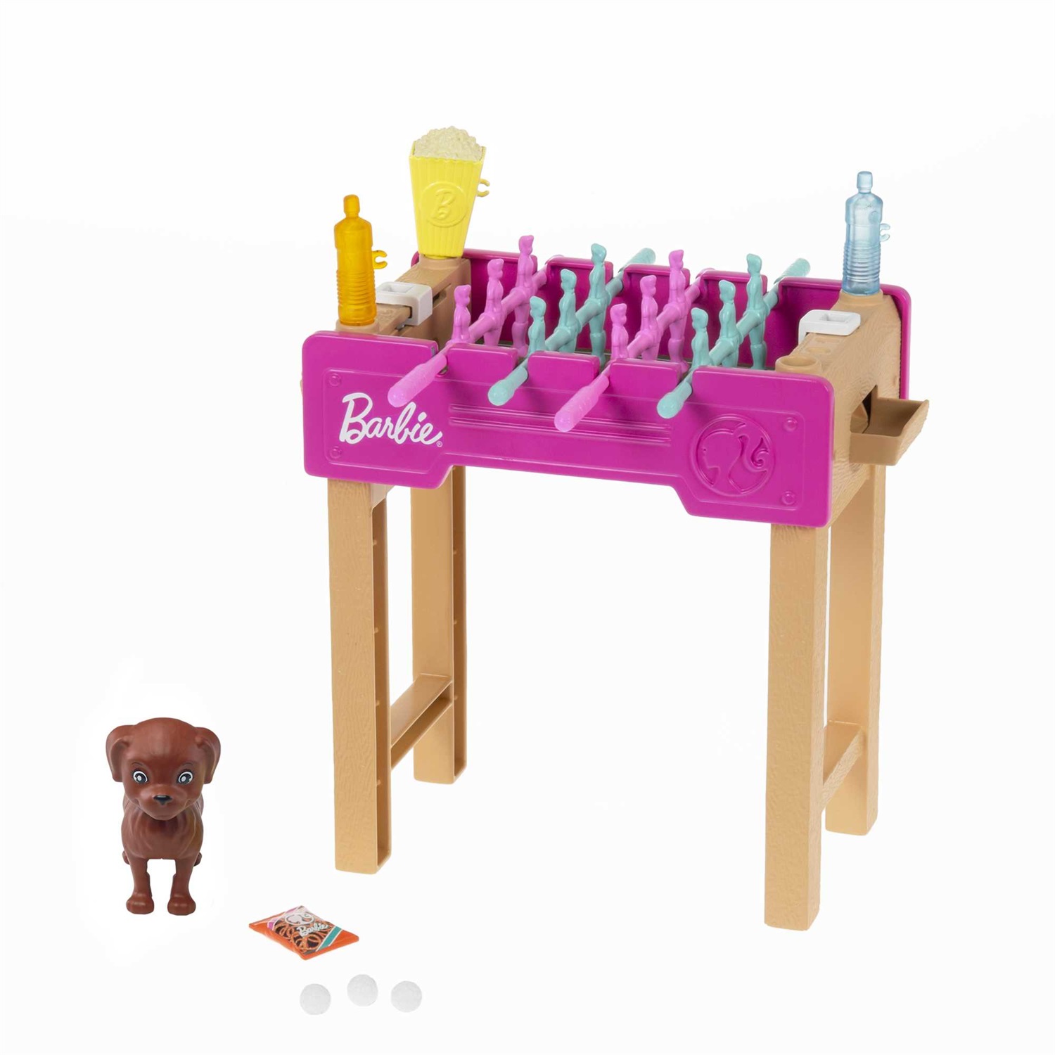 Barbie GRG77 Playset Serata Giochi con Mini Bambola, Cucciolo, Biliardino e Accessori - Giocattolo per Bambini 3 Anni