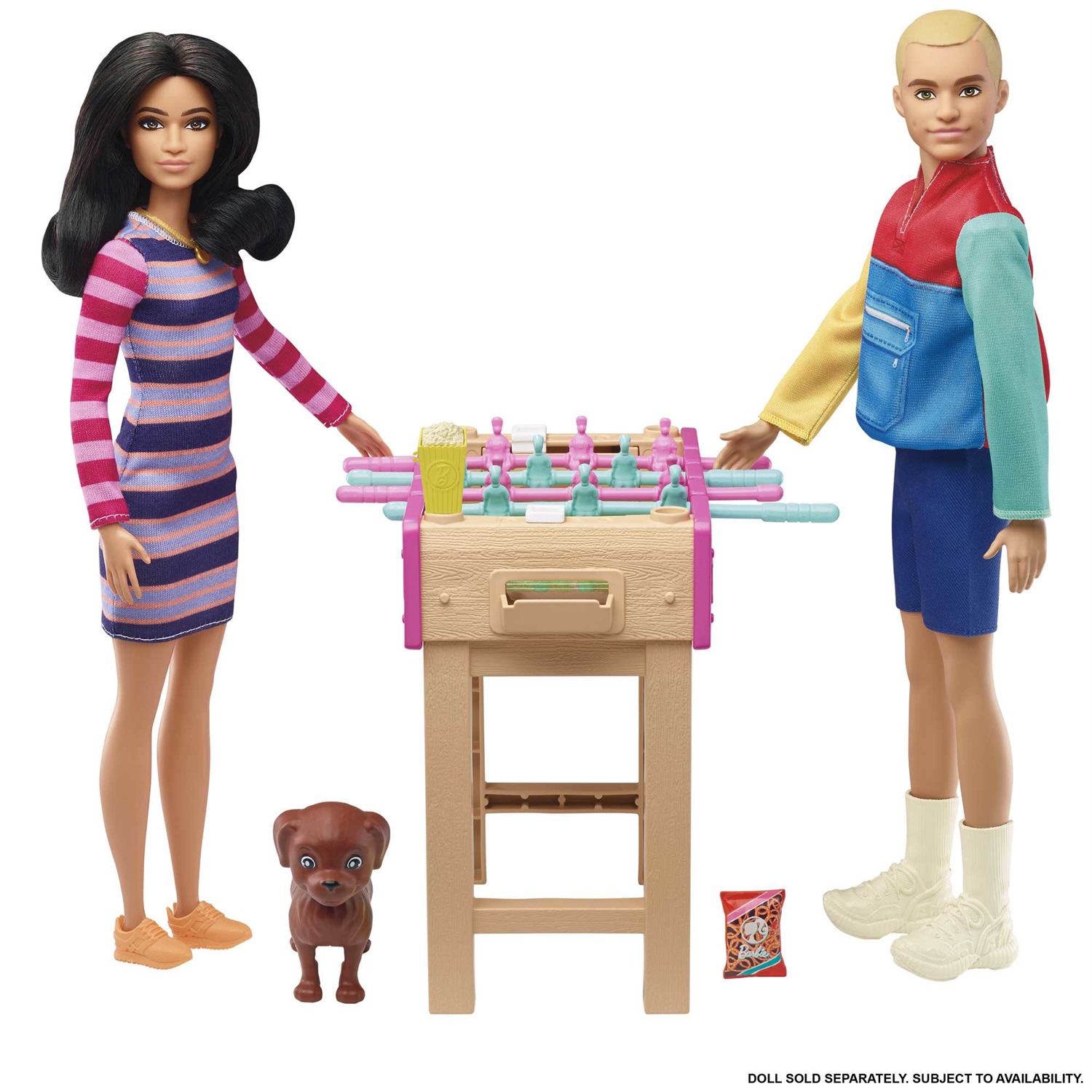 Barbie GRG77 Playset Serata Giochi con Mini Bambola, Cucciolo, Biliardino e Accessori - Giocattolo per Bambini 3 Anni