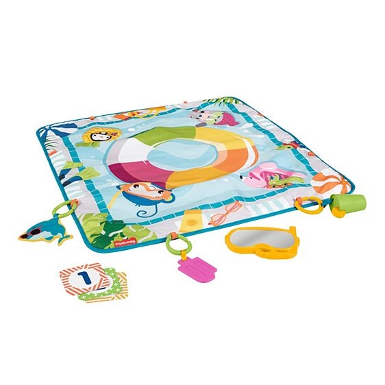 Fisher-Price GRR44 Tappetino Attività Piscina con 4 Giocattoli, Lavabile in Lavatrice e Carte Traguardo