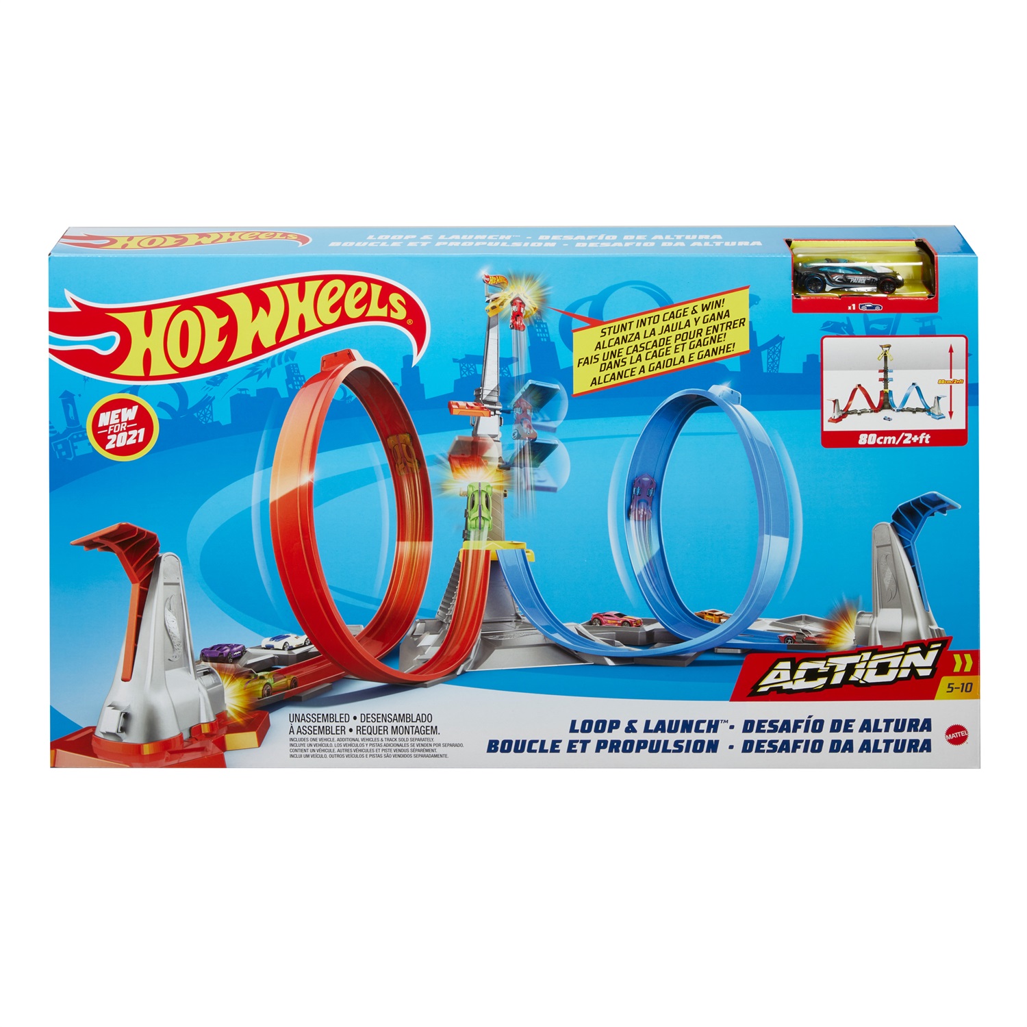 Mattel Hot Wheels GRW39 - Set di pista Loop & Launch con gara verticale e gabbia del vincitore