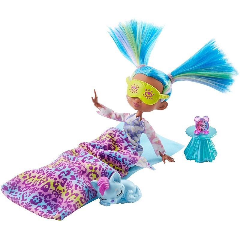 Mattel Cave Club Playset Pigiamasauro Party con Bambola Tella, Cucciolo Dinosauro e Accessori - Giocattolo per Bambini 4 Anni