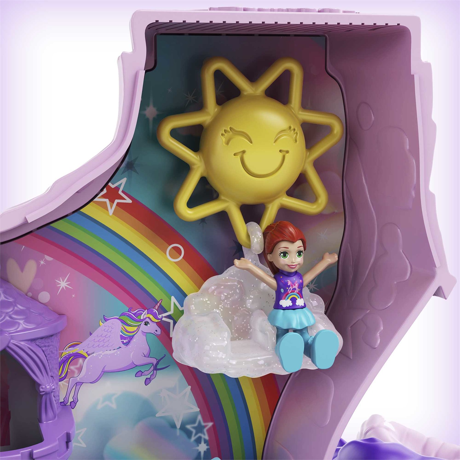 Polly Pocket Unicorno Magiche Sorprese Playset con Micro Bambole Polly e Lila, Accessori Giocattolo per Bambini 4 Anni, Multicolore