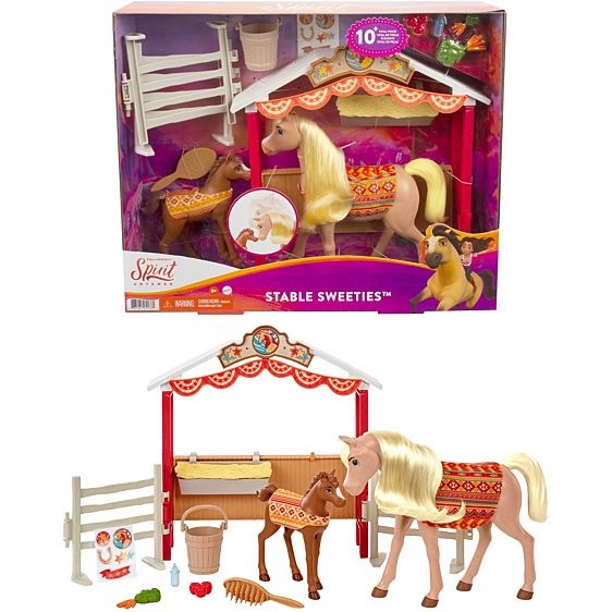 Mattel GXF53 Spirit-Playset Piccola Stalla con Cavallo, Puledro, Paddok e Accessori - Giocattolo per Bambini 3 Anni