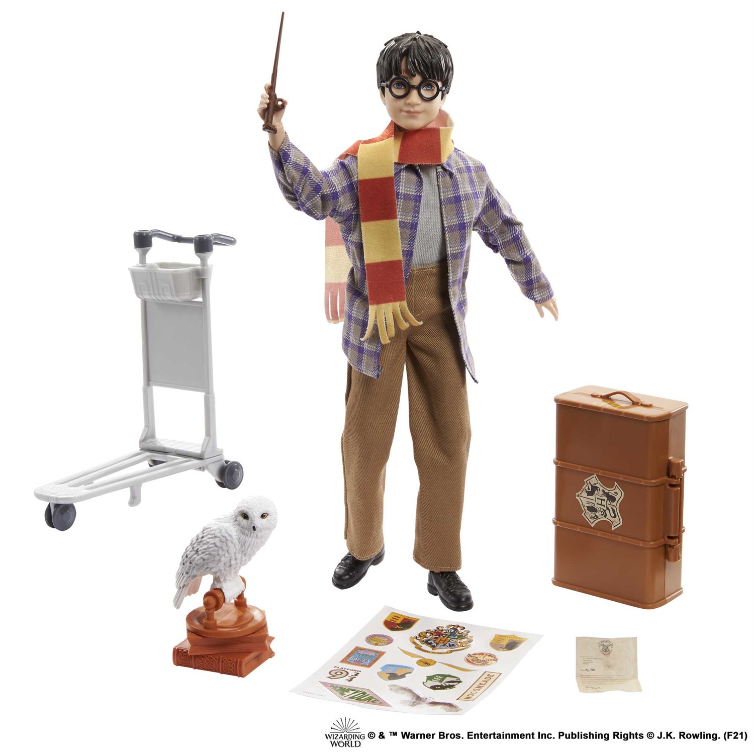 Mattel Harry Potter GXW31 - Personaggio Snodabile con Edvige, Valigie e Accessori, Giocattolo per Bambini 6 Anni