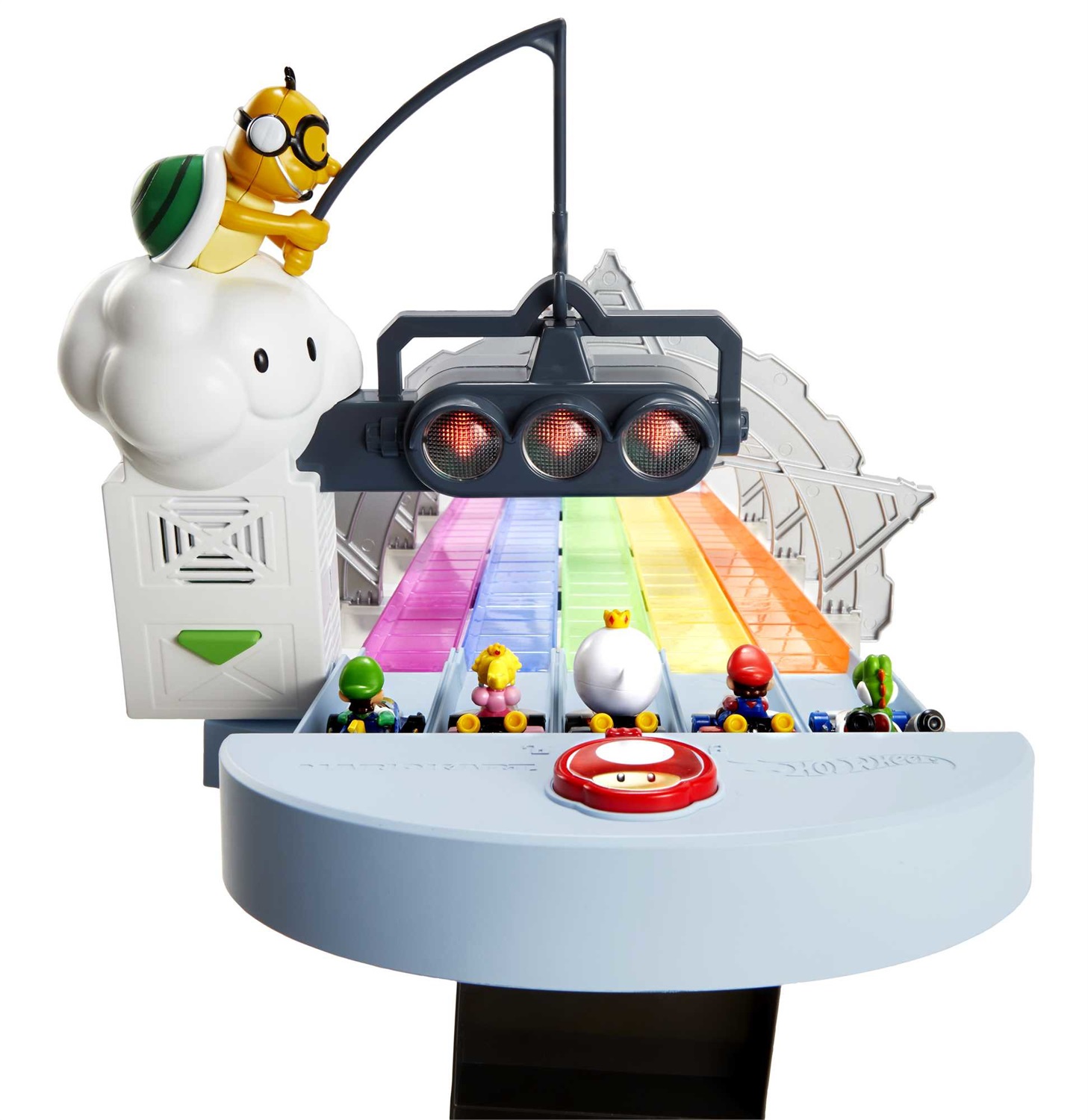 Hot Wheels Mario Kart - Pista Arcobaleno, playset con luci e suoni, 2 veicoli in scala 1:64 e 5 pezzi di pista, oltre 2 metri di divertimento per bambini 4 anni