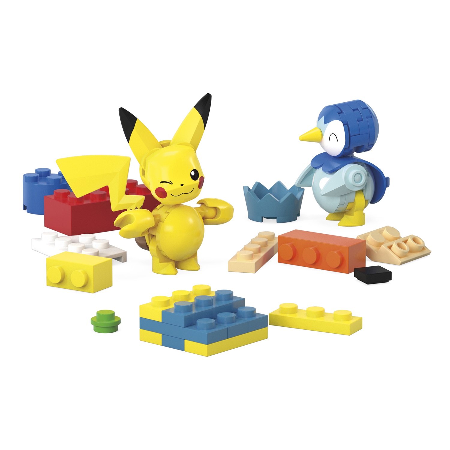 MEGA Calendario dell'Avvento Pokémon GYG99 - 24 sorprese, include 2 action figure da costruire: Pikachu e Piplup, per bambini 6 anni