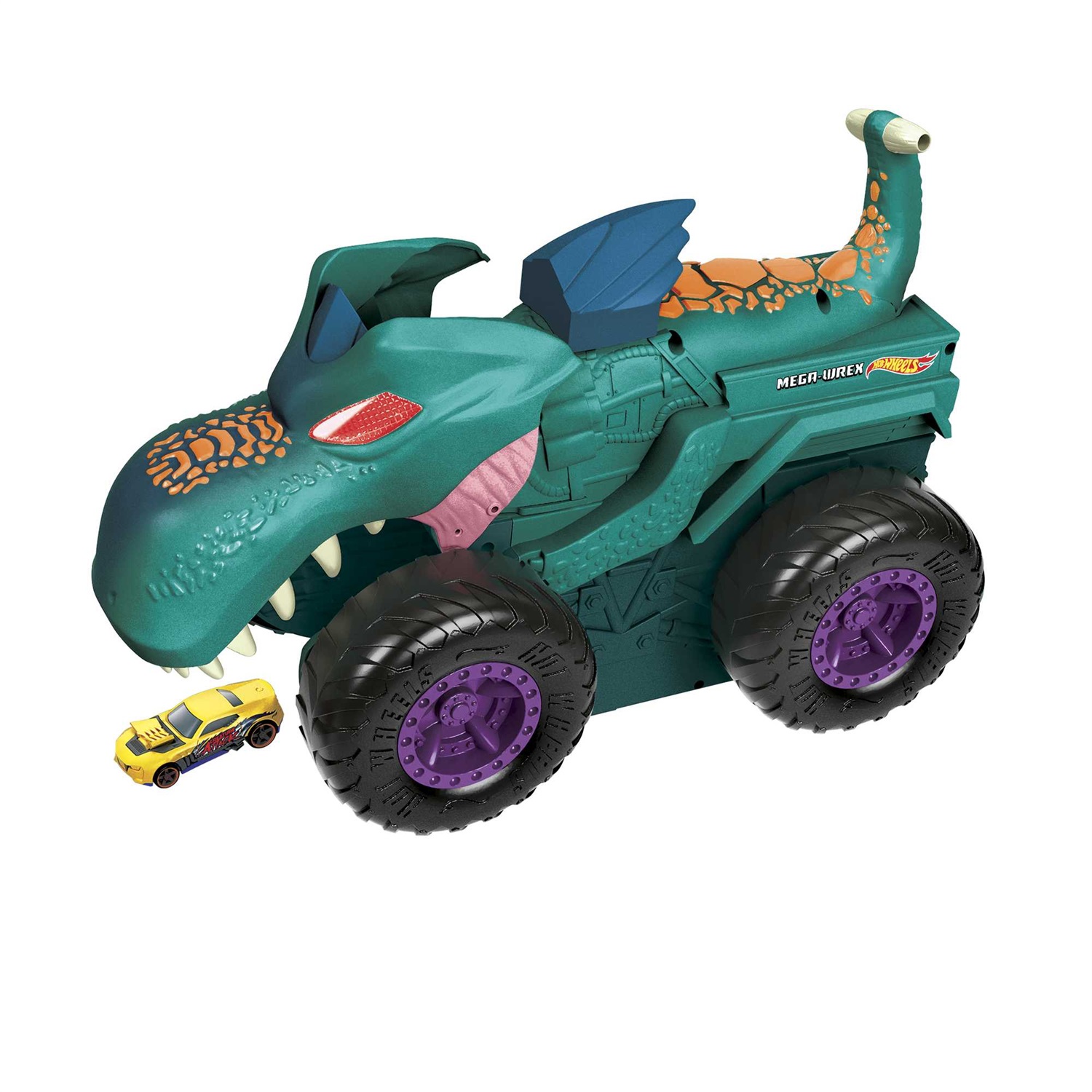 Hot Wheels Monster Trucks Mega Wrex - Veicolo Giocattolo Divora Macchinine, Adatto dai 3 Anni in Su