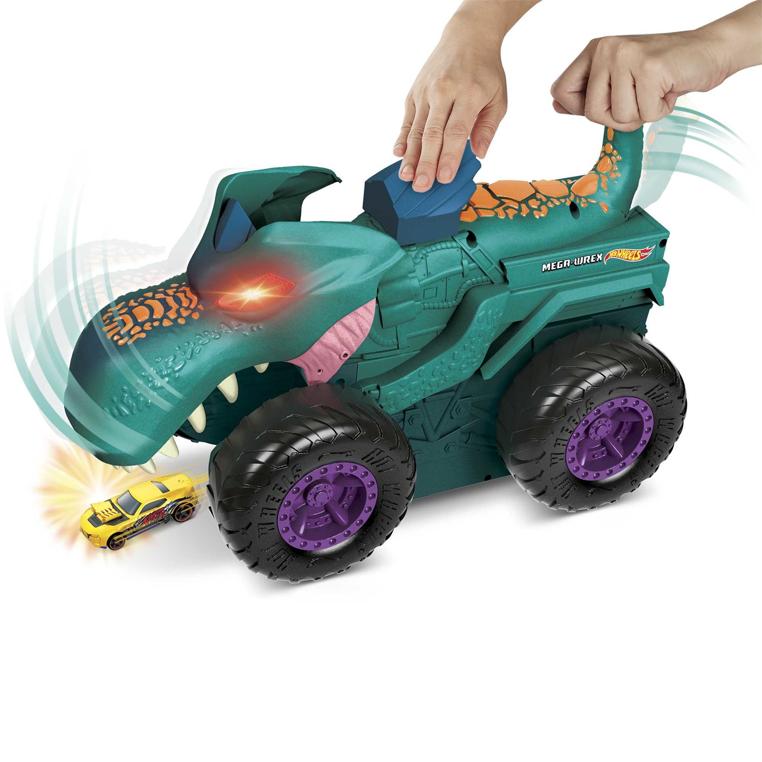 Hot Wheels Monster Trucks Mega Wrex - Veicolo Giocattolo Divora Macchinine, Adatto dai 3 Anni in Su