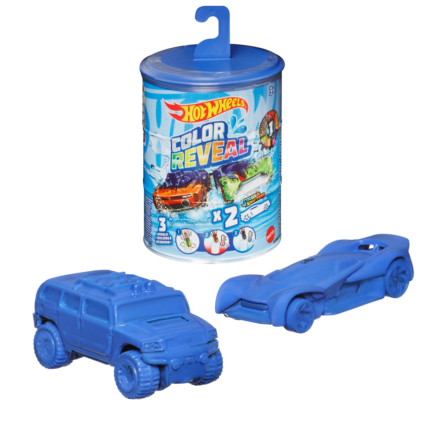 Hot Wheels Color Reveal - Confezione da 2 Veicoli in Scala 1:64, Macchinine Cambia Colore, Giocattolo per Bambini 3 Anni