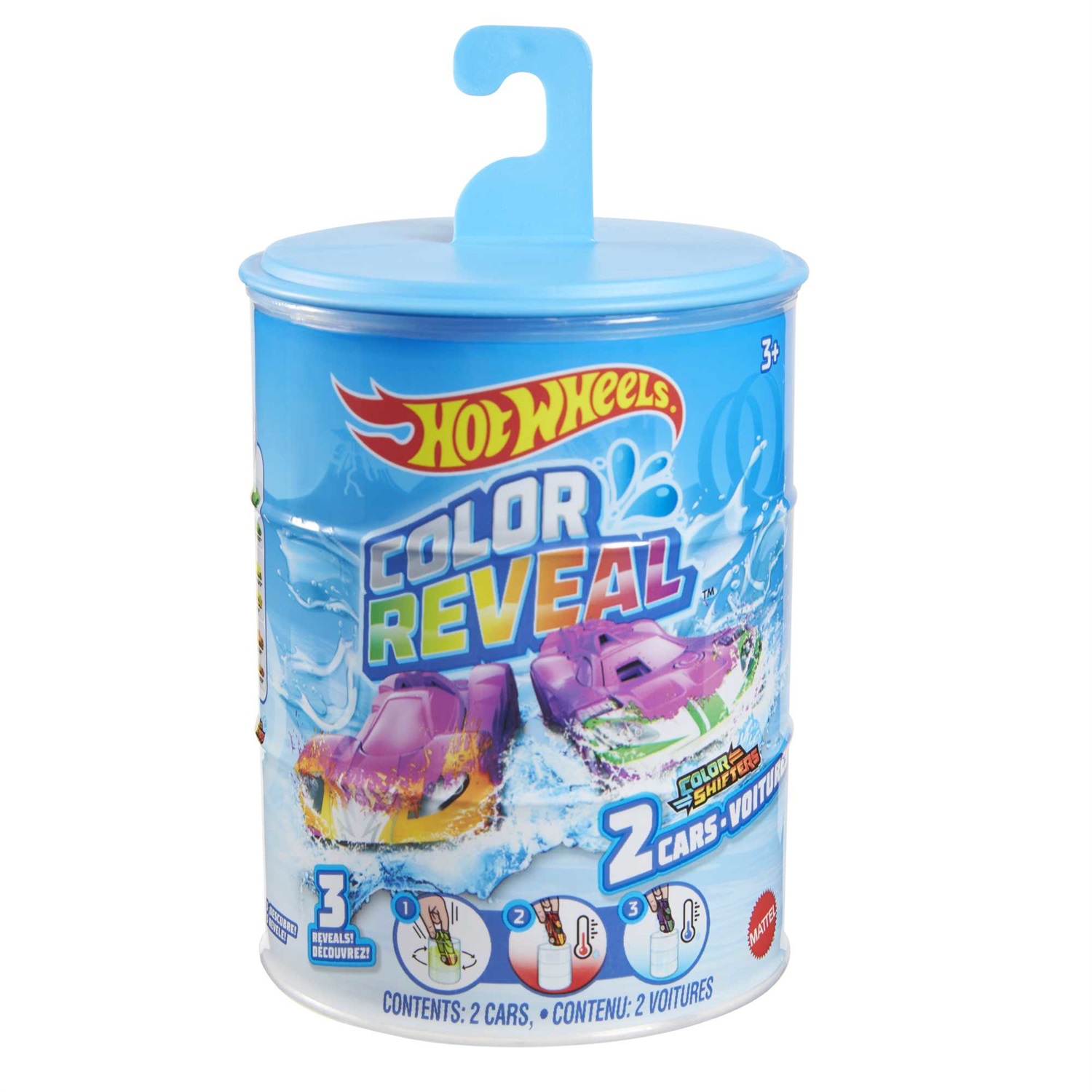 Hot Wheels Color Reveal - Confezione da 2 Veicoli in Scala 1:64, Macchinine Cambia Colore, Giocattolo per Bambini 3 Anni