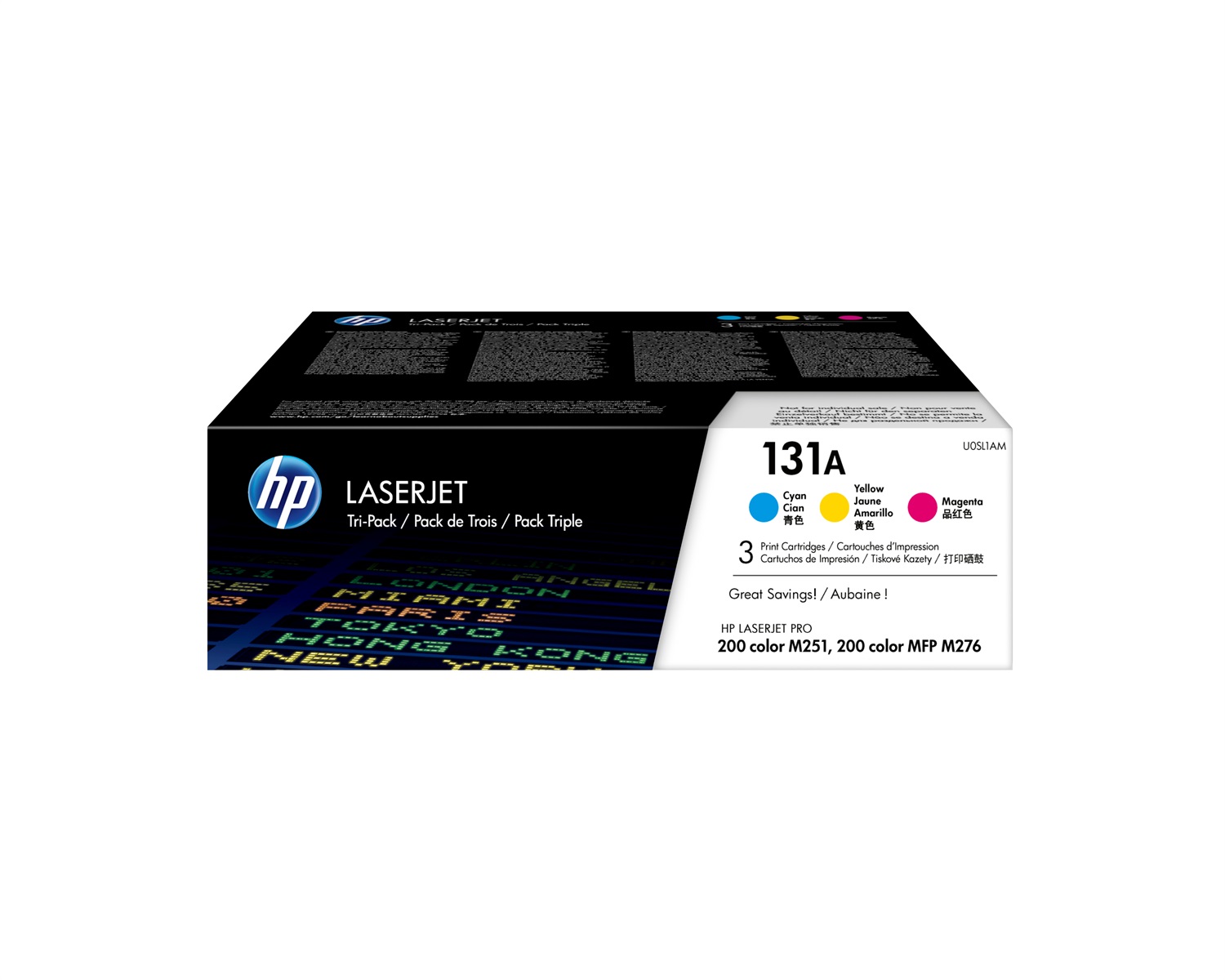 HP Confezione da 3 cartucce Toner Originali Ciano, Magenta, Giallo LaserJet 131A - U0SL1AM, Resa 1800 Pagine
