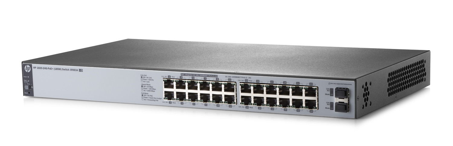 HP 1820-24G-PoE Switch Gestito L2 Gigabit Ethernet 24 Porte PoE 185W 1U Grigio
