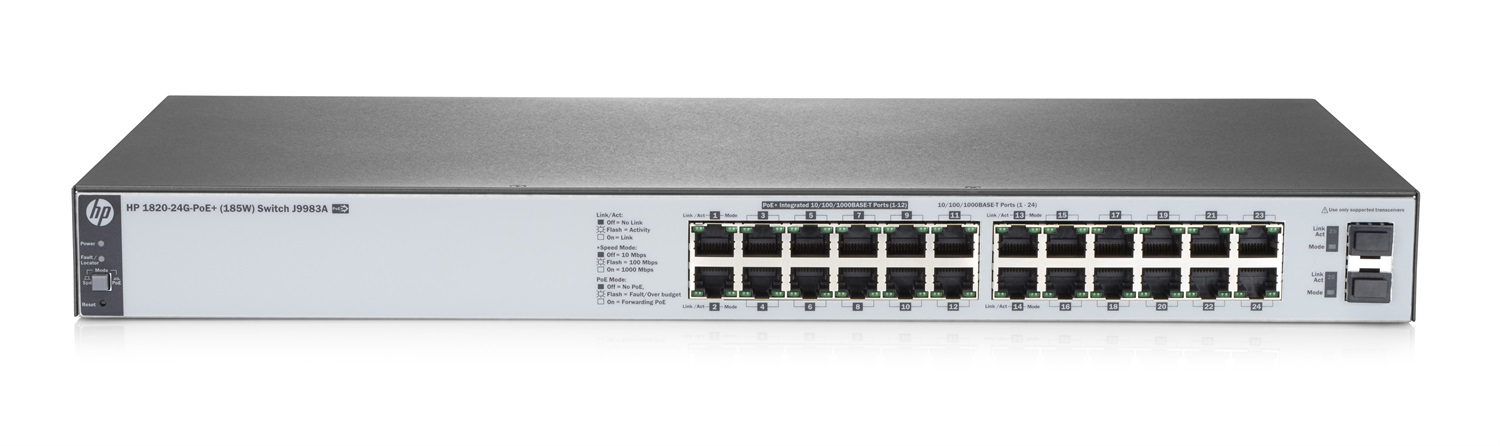 HP 1820-24G-PoE Switch Gestito L2 Gigabit Ethernet 24 Porte PoE 185W 1U Grigio