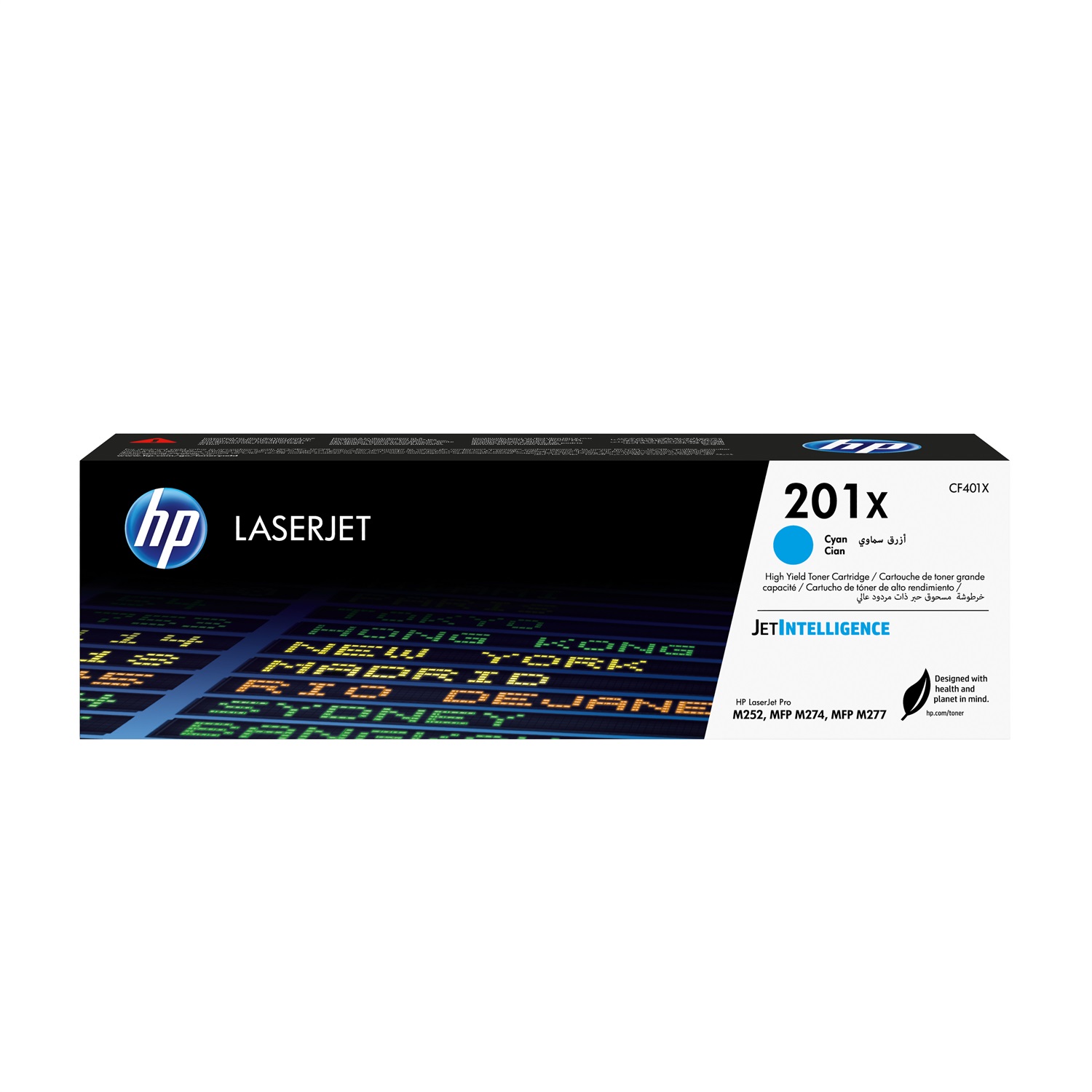 HP Cartuccia Toner Originale Ciano Alta Capacità CF401X 201X - 2300 Pagine per Color LaserJet Pro M252N/M252DW/MFP M277N/MFP M277DW