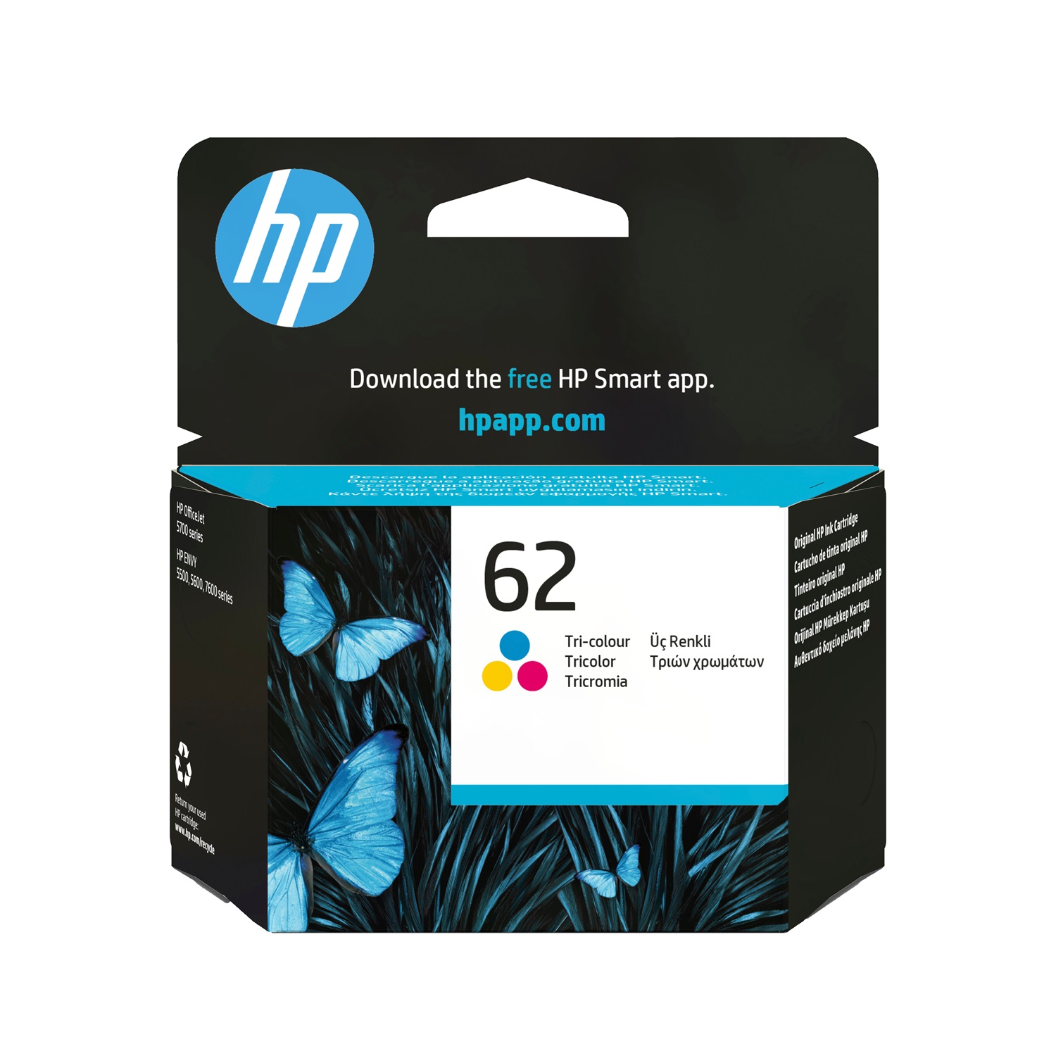 HP Cartuccia originale inchiostro tricromia 62 C2P06AE - 165 pagine, compatibile con HP Envy e OfficeJet
