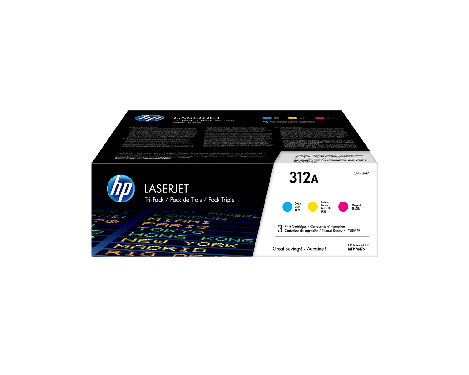 HP Cartuccia Toner Originale Tri-Pack 312A CF440AM - Ciano, Magenta, Giallo, 2700 Pagine, 3 Pezzi